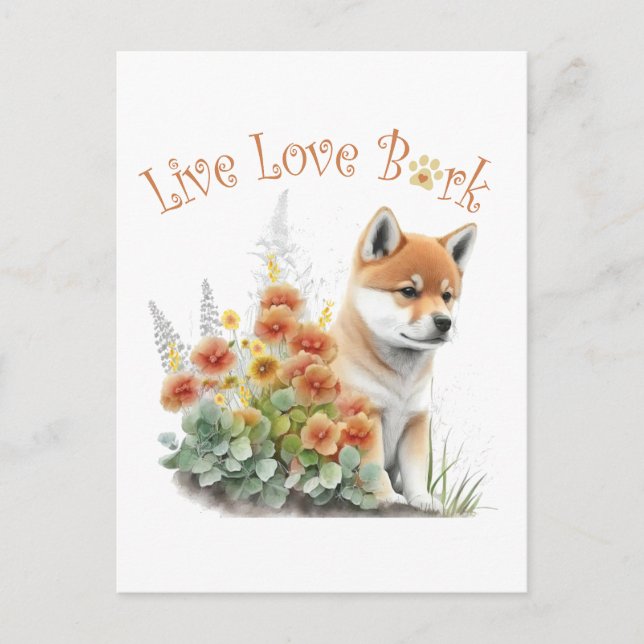 Shiba Inu Hund Mama Floral Postkarte (Vorderseite)