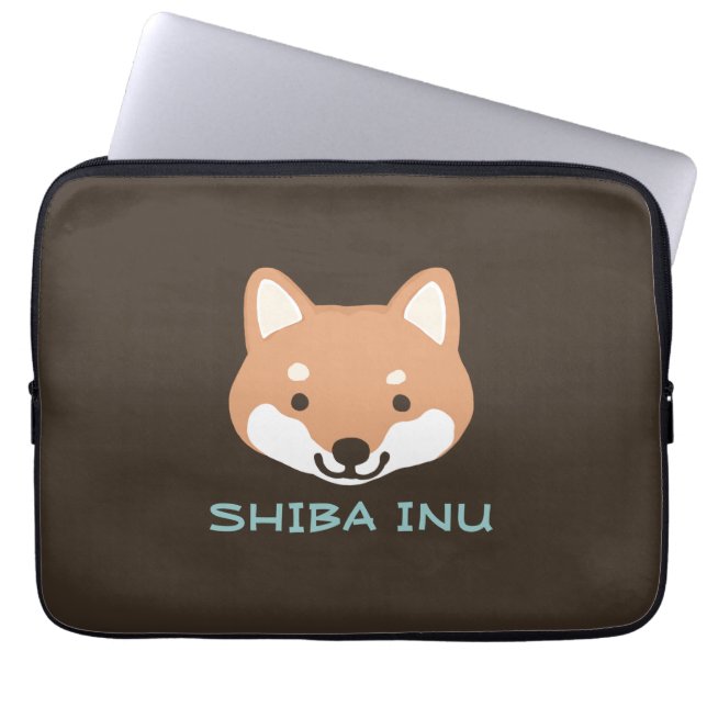 Shiba Inu Hund mit benutzerdefiniertem Text Laptopschutzhülle (Vorderseite)