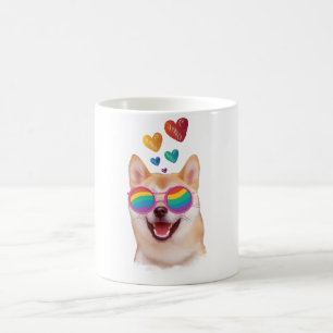 Shiba Inu Hund mit Herzen Valentinstag Kaffeetasse