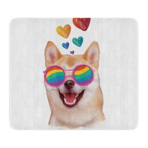 Shiba Inu Hund mit Herzen Valentinstag Schneidebrett