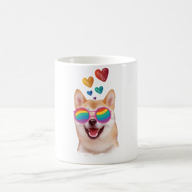 Shiba Inu Hund mit HerzValentinstag Kaffeetasse (Mittel)