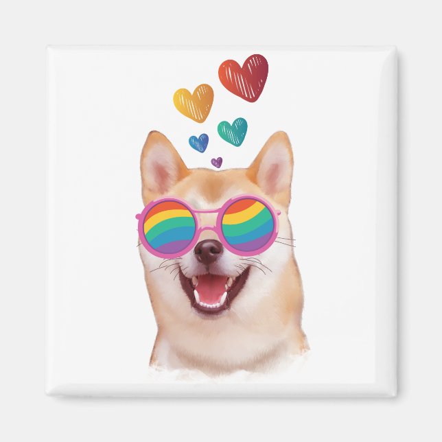 Shiba Inu Hund mit HerzValentinstag Magnet (Vorne)