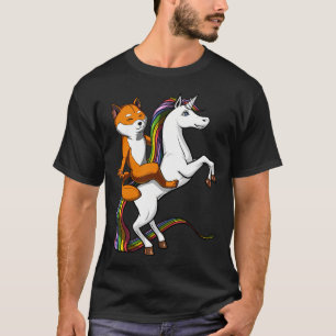 Shiba Inu Hund reitet Einhorn T-Shirt