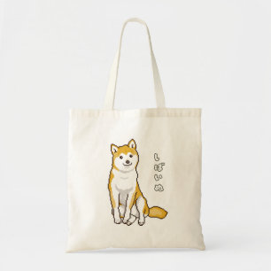 Shiba Inu Hund sitzend mit Kopf Tilted pixart Tragetasche