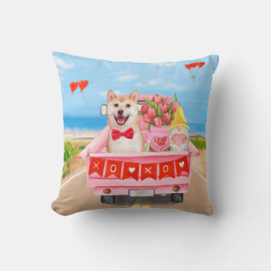 Shiba Inu Hund Valentinstag LKW Herzen Kissen