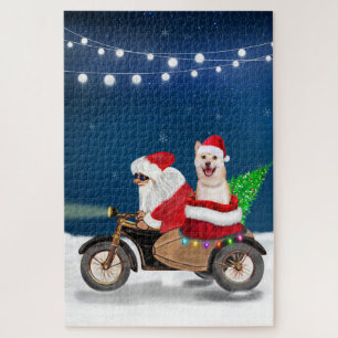 Shiba Inu Hund Weihnachten Santa Claus  Puzzle