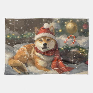 Shiba Inu Hund Weihnachtsfestlich Geschirrtuch