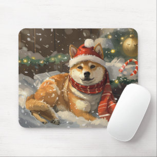Shiba Inu Hund Weihnachtsfestlich Mousepad