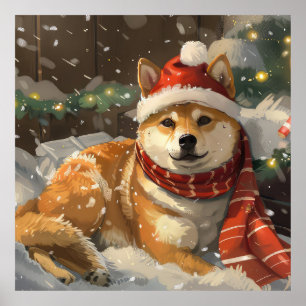 Shiba Inu Hund Weihnachtsfestlich Poster
