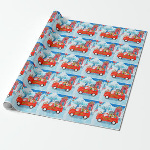 Shiba Inu Hund Weihnachtslieferwagen Schnee  Geschenkpapier