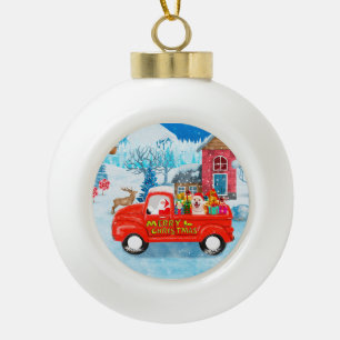 Shiba Inu Hund Weihnachtslieferwagen Schnee Keramik Kugel-Ornament