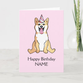 Shiba Inu Hund Zeichne glückliche Geburtstagsvorla Karte