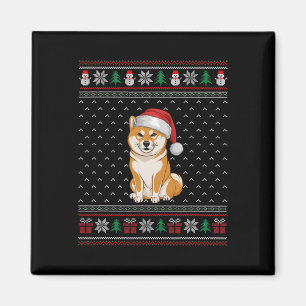 Shiba Inu Hunde tragen Weihnachtsmannmütze Ugly Xm Magnet
