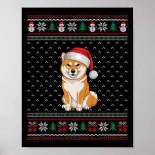 Shiba Inu Hunde tragen Weihnachtsmannmütze Ugly Xm Poster