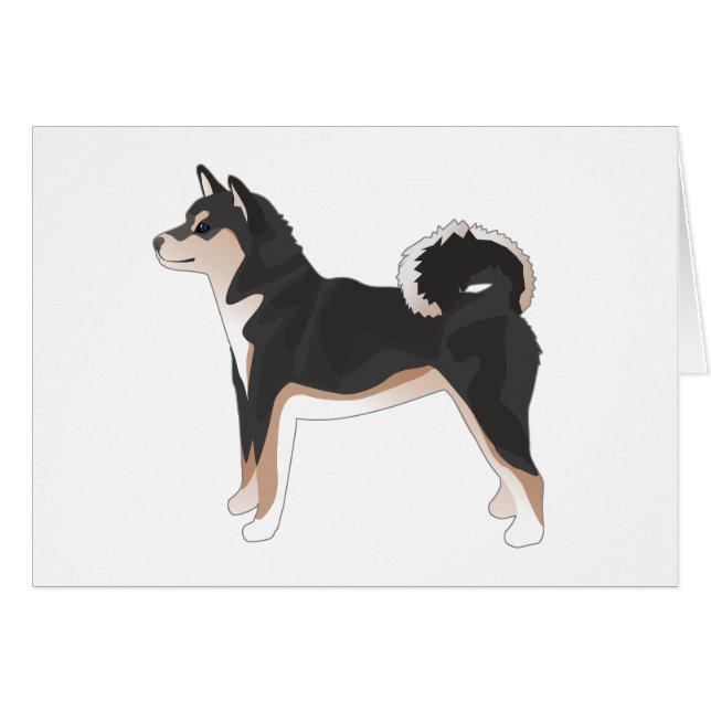 Shiba-Inu-Hundekarte mit trifarbiger Silhouette (Vorderseite (Horizontal))