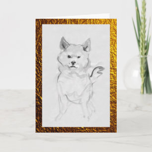 Shiba Inu Hundeporträt Haustier Tuschemalerei Kart Karte