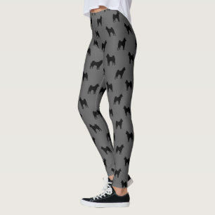 Shiba Inu-Hunderassen-Silhouetten Grau und Schwarz Leggings