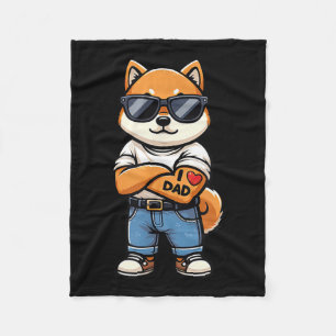 Shiba Inu Ich liebe Papa Lustiges Hundetattoo Fleecedecke