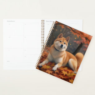Shiba Inu im Herbst inspiriert durch fallende Blät Planer