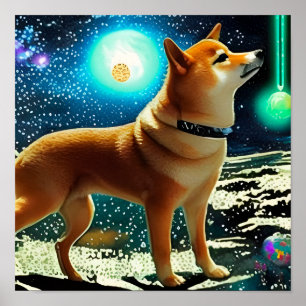 Shiba Inu im Weltraum Poster