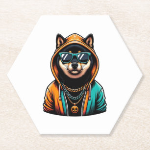 Shiba Inu in Streetwear Hoodie Untersetzer