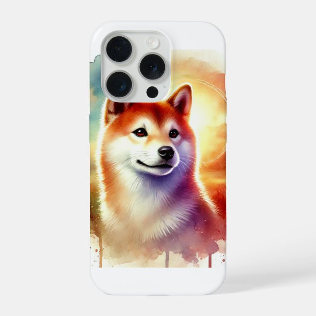 Shiba Inu in watercolor 091024AREF128 - Watercolor iPhone Hülle (Rückseite)