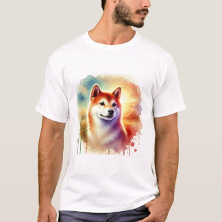 Shiba Inu in watercolor 091024AREF128 - Watercolor T-Shirt