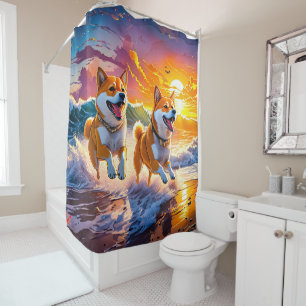 Shiba Inu in Waves Design spielen : Rich AMeN Gill Duschvorhang