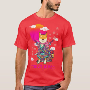 Shiba Inu Japanisch Ästhetik Sakura Cherry Blossom T-Shirt