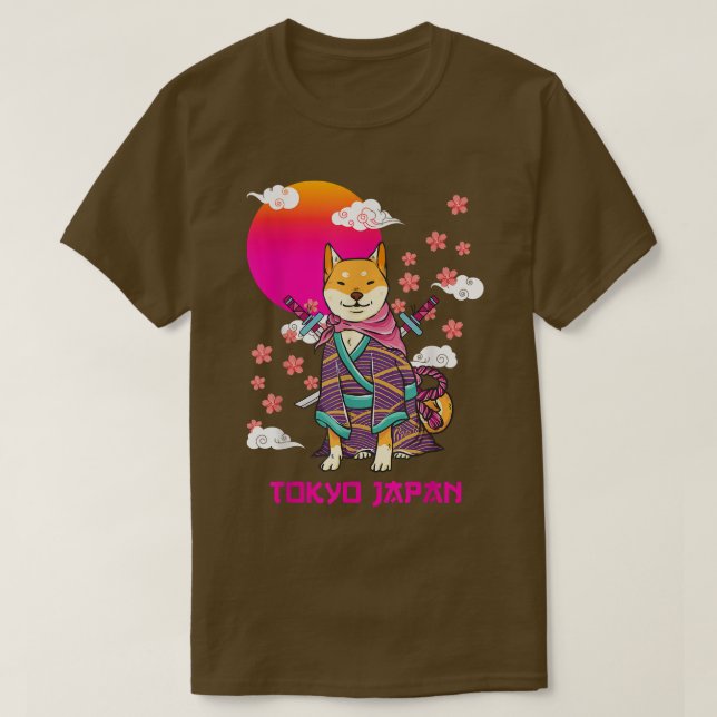 Shiba Inu Japanisch Ästhetik Sakura Cherry Blossom T-Shirt (Design vorne)