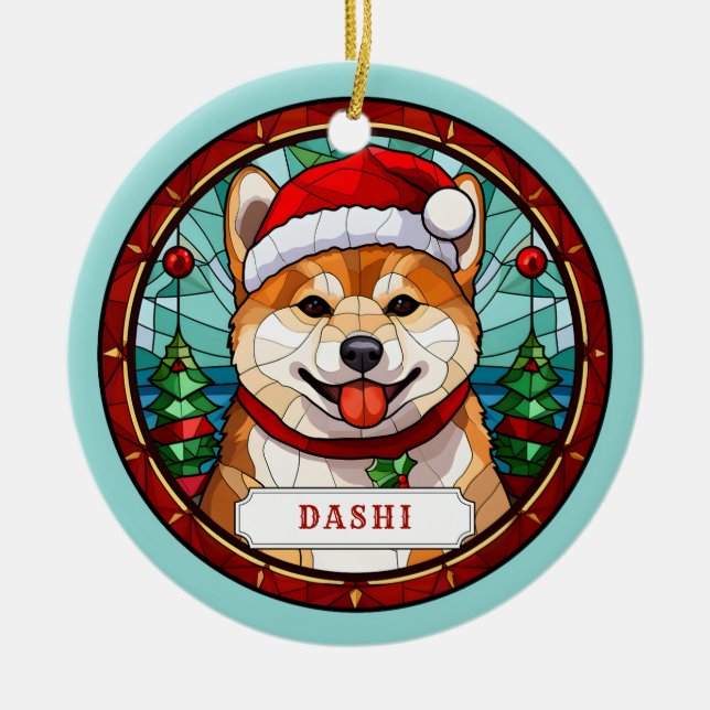 Shiba Inu Keramik Circle Ornament (Vorne)