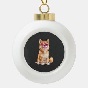 Shiba Inu Keramik Kugel-Ornament