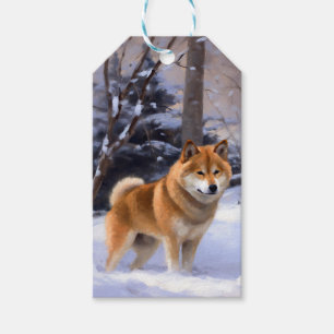 Shiba Inu Lass es schneien Weihnachten Geschenkanhänger