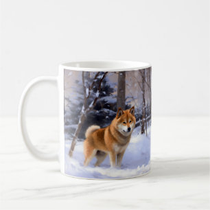 Shiba Inu Lass es schneien Weihnachten Kaffeetasse