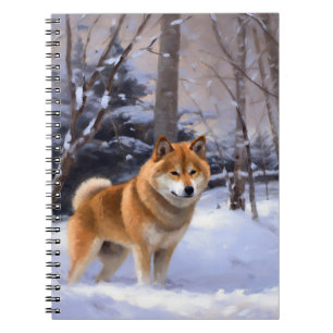 Shiba Inu Lass es schneien Weihnachten Notizblock