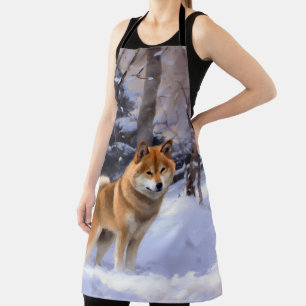 Shiba Inu Lass es schneien Weihnachten Schürze