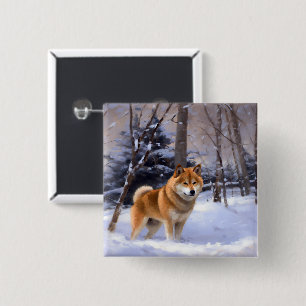Shiba Inu Let It Schnee Weihnachten Button