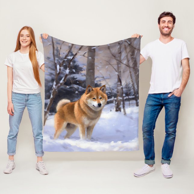 Shiba Inu Let It Schnee Weihnachten Fleecedecke (Beispiel)