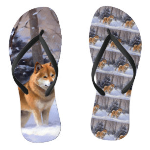 Shiba Inu Let It Schnee Weihnachten Flip Flops