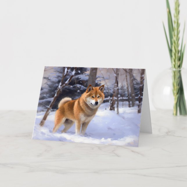 Shiba Inu Let It Schnee Weihnachten Karte (Vorderseite)