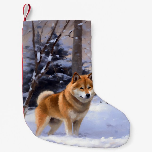 Shiba Inu Let It Schnee Weihnachten Kleiner Weihnachtsstrumpf (Vorderseite)