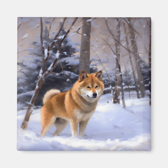 Shiba Inu Let It Schnee Weihnachten Magnet (Vorne)