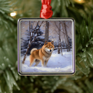 Shiba Inu Let It Schnee Weihnachten Ornament Aus Metall