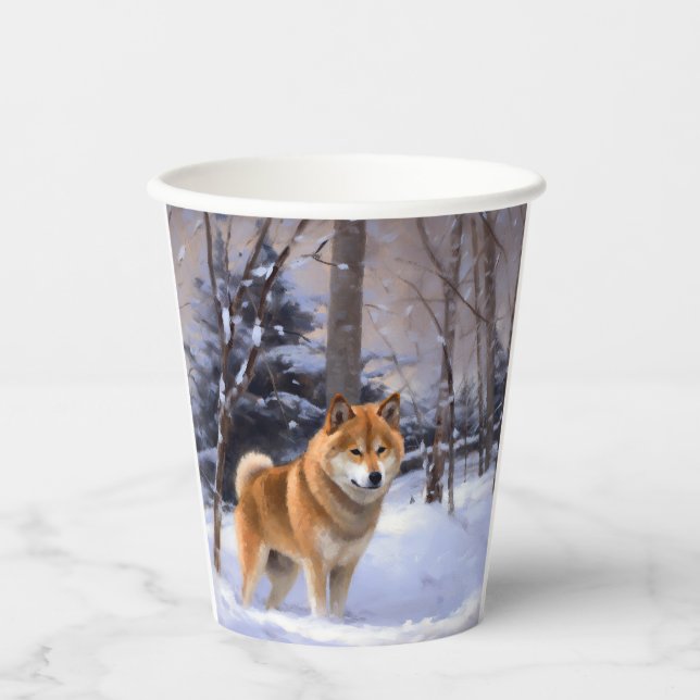 Shiba Inu Let It Schnee Weihnachten Pappbecher (Vorderseite)