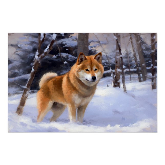 Shiba Inu Let It Schnee Weihnachten Poster (Vorderseite)