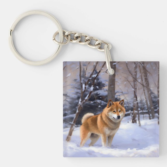 Shiba Inu Let It Schnee Weihnachten Schlüsselanhänger (Vorderseite)