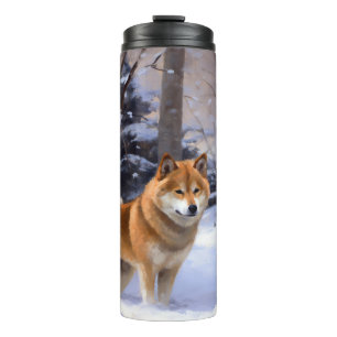 Shiba Inu Let It Schnee Weihnachten Thermosbecher