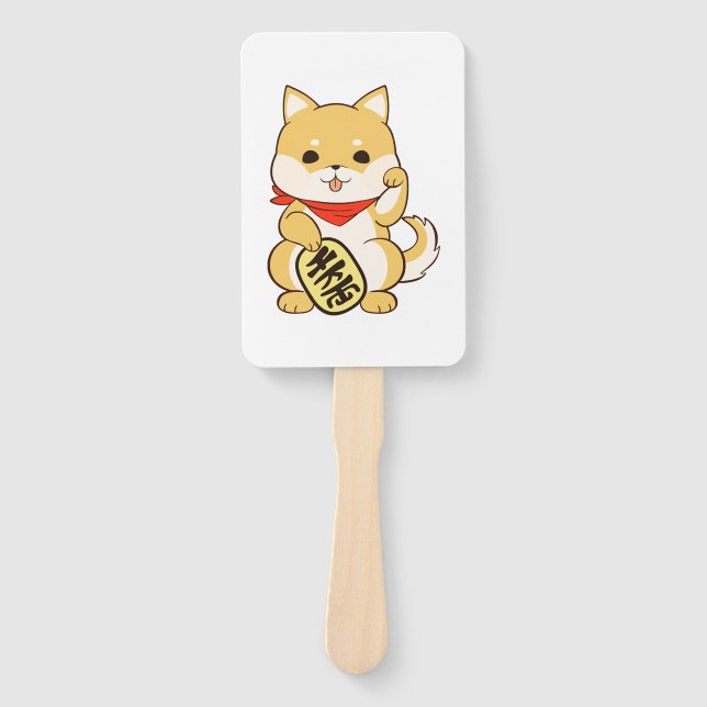 Shiba Inu Lucky Cat Pose Fächer (Vorderseite)