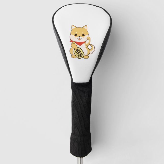 Shiba Inu Lucky Cat Pose Golf Headcover (Vorderseite)