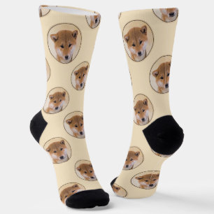 Shiba Inu Malerei Rotes Niedliches Original Hausti Socken